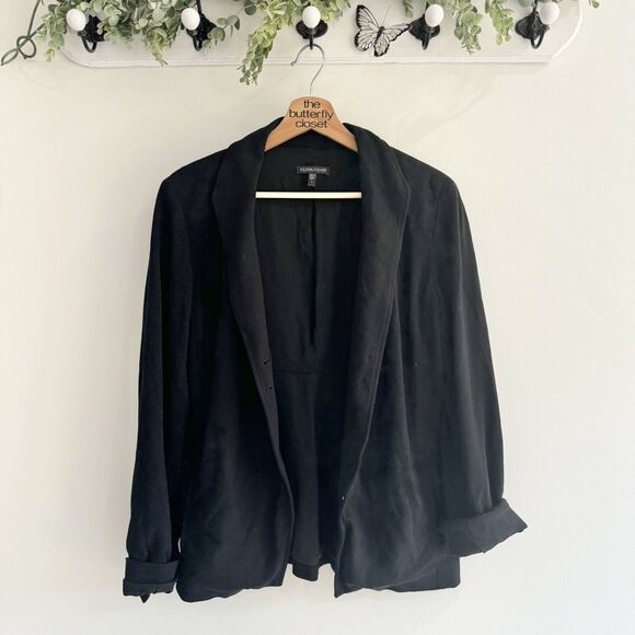 Eileen Fisher Black Button Blazer Viscose Silk Small - Picture 1 of 6